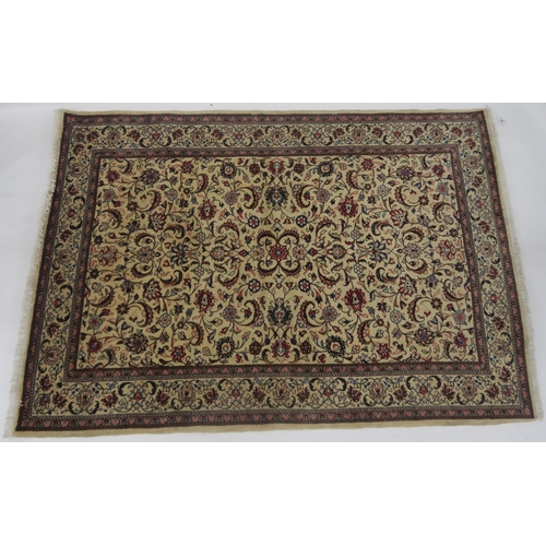 98 - A CREAM GROUND FINE KESHAN RUG