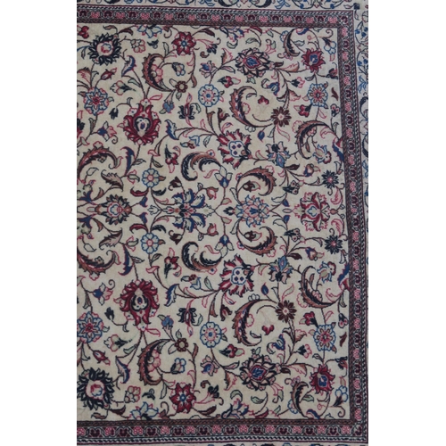 98 - A CREAM GROUND FINE KESHAN RUG