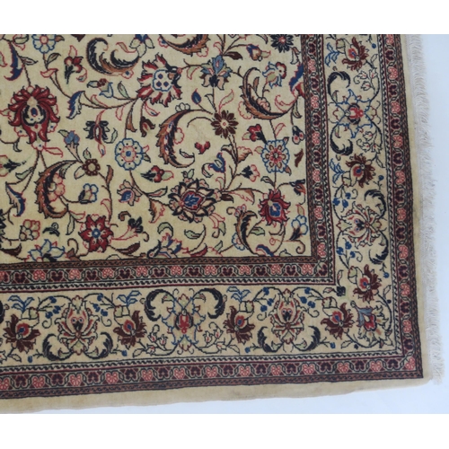 98 - A CREAM GROUND FINE KESHAN RUG