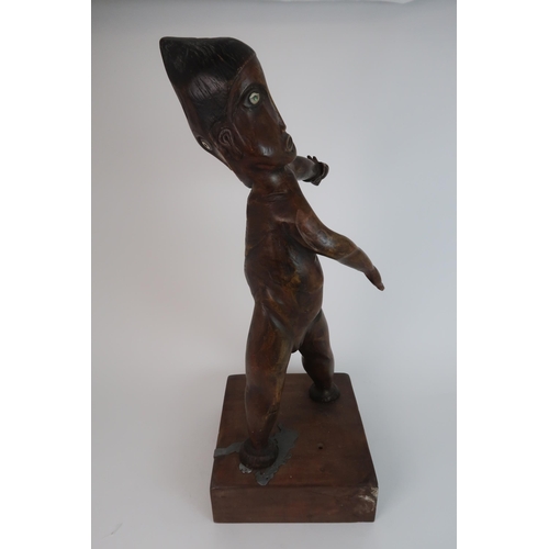 166 - A SOUTH SEA ISLAND STYLE CARVED HARDWOOD FIGURE