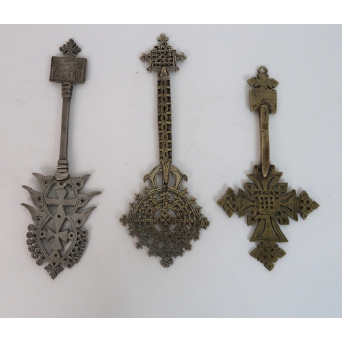 179 - FIVE ETHIOPIAN COPTIC HAND CROSSES