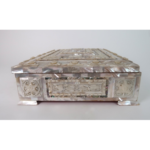 204 - AN ANGLO INDIAN MOTHER OF PEARL JEWEL BOX