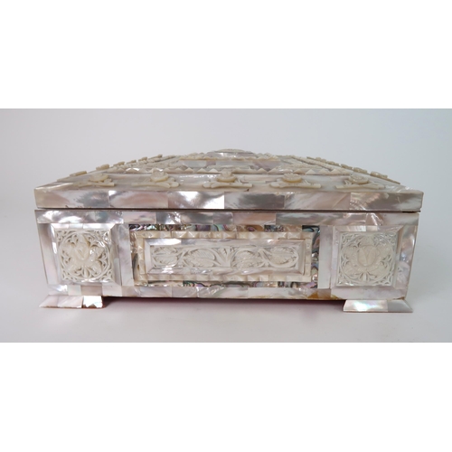 204 - AN ANGLO INDIAN MOTHER OF PEARL JEWEL BOX