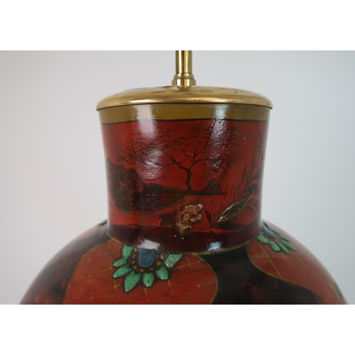 207 - A CHINESE BALUSTER TABLE LAMP