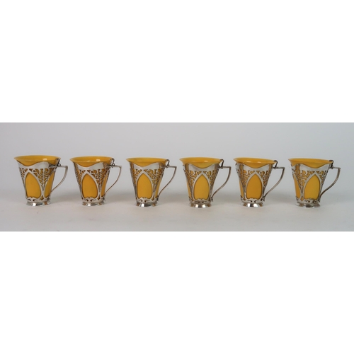 243 - A ROYAL DOULTON SILVER MOUNTED COFFEE SET