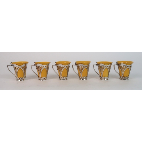 243 - A ROYAL DOULTON SILVER MOUNTED COFFEE SET