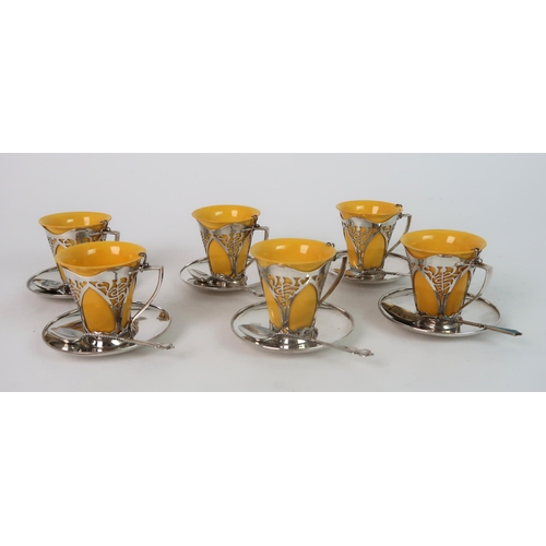 243 - A ROYAL DOULTON SILVER MOUNTED COFFEE SET