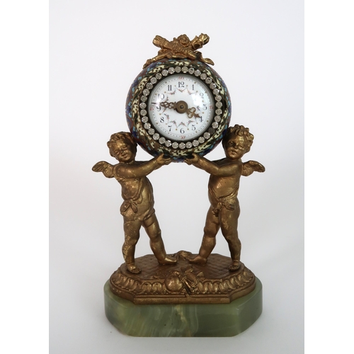 249 - A FRENCH CHAMPLEVE ENAMEL TIMEPIECE