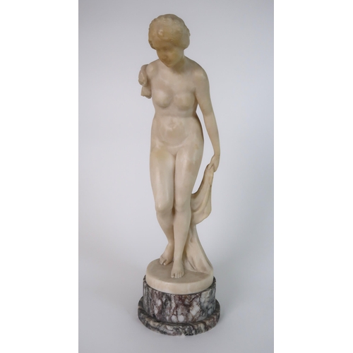 258 - LUDWIG EISENBERGER (act.c.1895-1920) - AN ALABASTER MODEL OF A STANDING NUDE WOMAN