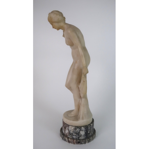 258 - LUDWIG EISENBERGER (act.c.1895-1920) - AN ALABASTER MODEL OF A STANDING NUDE WOMAN