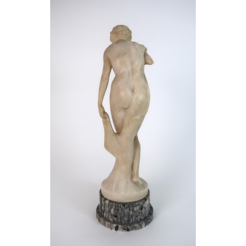 258 - LUDWIG EISENBERGER (act.c.1895-1920) - AN ALABASTER MODEL OF A STANDING NUDE WOMAN