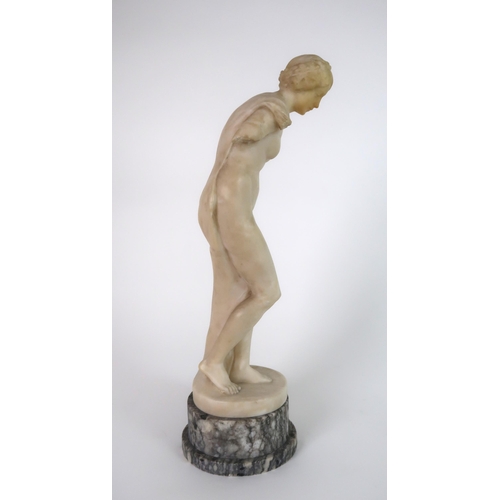 258 - LUDWIG EISENBERGER (act.c.1895-1920) - AN ALABASTER MODEL OF A STANDING NUDE WOMAN