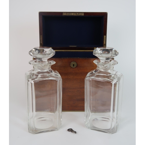 260 - A MAPPIN AND WEBB MAHOGANY AND BRASS DECANTER BOX