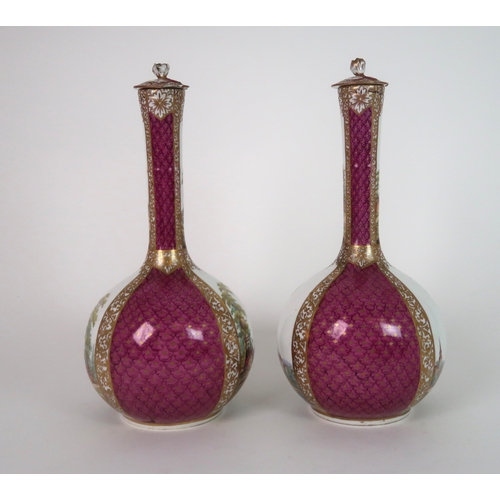 263 - A PAIR OF CONTINENTAL BOTTLE VASES