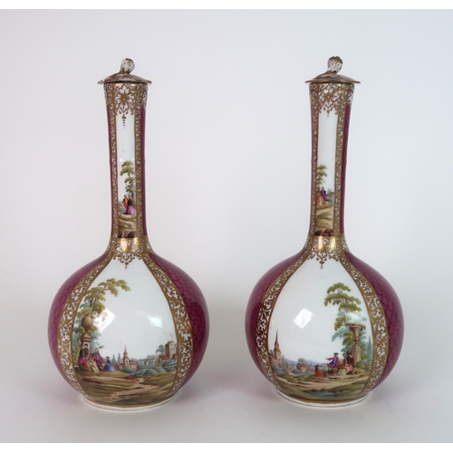 263 - A PAIR OF CONTINENTAL BOTTLE VASES