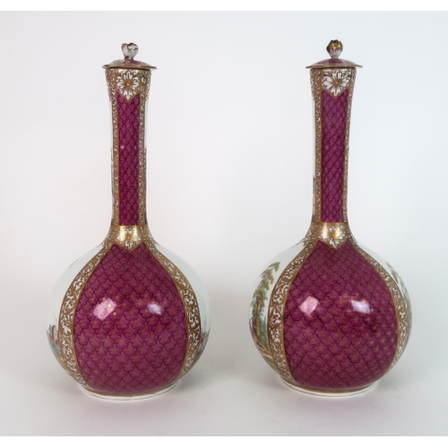 263 - A PAIR OF CONTINENTAL BOTTLE VASES