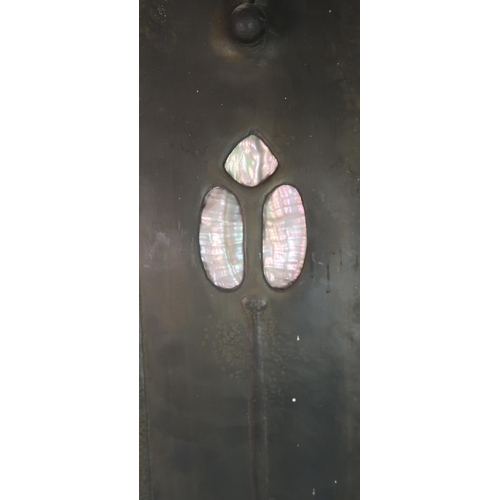 284 - A PAIR OF BRASS AND MOTHER OF PEARL WALL SCONCES