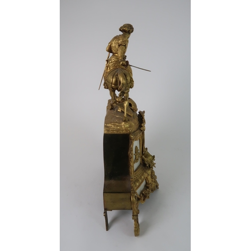 307 - A FRENCH ALABASTER AND ORMOLU MOUNTED MANTLE CLOCK