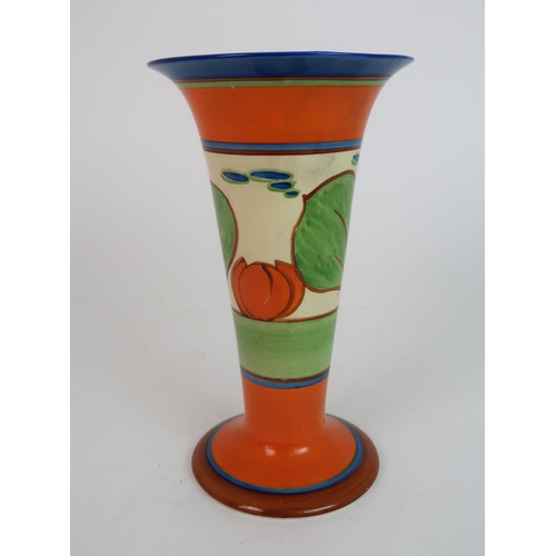 308 - A CLARICE CLIFF FANTASQUE ORANGE LILY PATTERN VASE