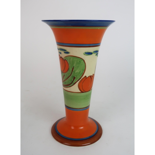 308 - A CLARICE CLIFF FANTASQUE ORANGE LILY PATTERN VASE