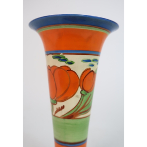 308 - A CLARICE CLIFF FANTASQUE ORANGE LILY PATTERN VASE