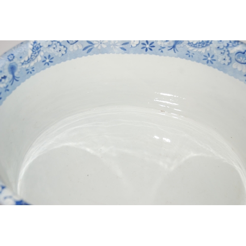 336 - A SPODE BLUE AND WHITE TRANSFER PRINTED CASTLE PATTERN FOOT BATH