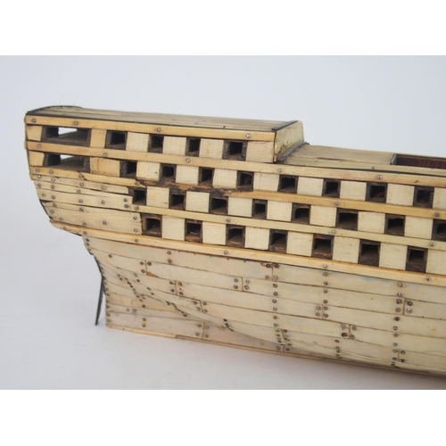 361 - AN EARLY PRISONER-OF-WAR BONE SHIP MODEL