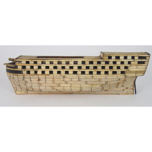 361 - AN EARLY PRISONER-OF-WAR BONE SHIP MODEL