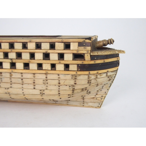 361 - AN EARLY PRISONER-OF-WAR BONE SHIP MODEL