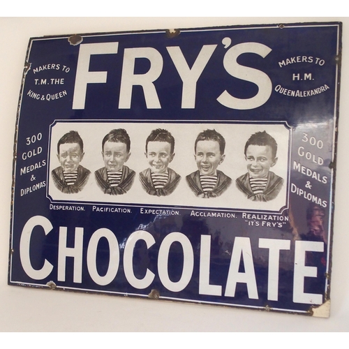 368 - A VINTAGE ENAMEL FRY'S CHOCOLATE ADVERTISING SIGN