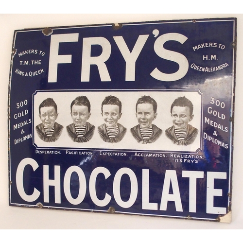 368 - A VINTAGE ENAMEL FRY'S CHOCOLATE ADVERTISING SIGN