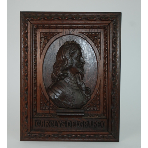 380 - A VICTORIAN CARVED OAK PANEL OF CHARLES II