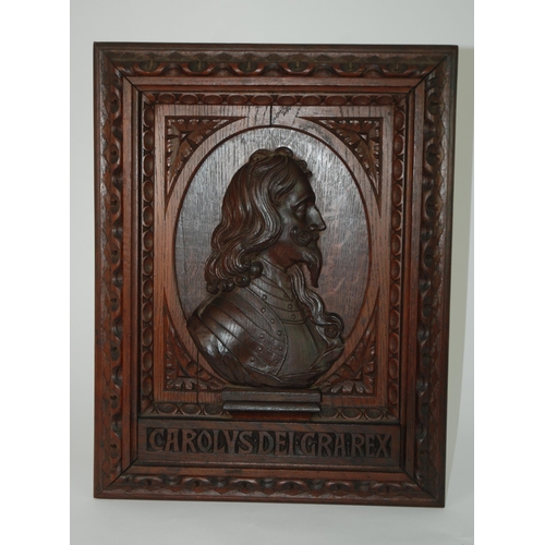 380 - A VICTORIAN CARVED OAK PANEL OF CHARLES II