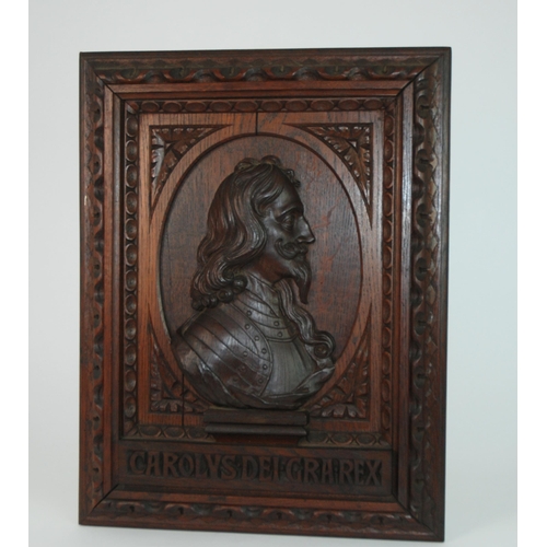 380 - A VICTORIAN CARVED OAK PANEL OF CHARLES II