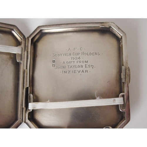 382 - AIRDRIEONIANS SCOTTISH CUP 1924: A SILVER CIGARETTE CASE PRESENTED TO JACK MACDOUGALL