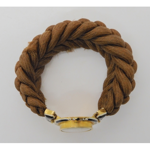 506 - A FRENCH 18CT GOLD HAIR MOURNING BRACELET