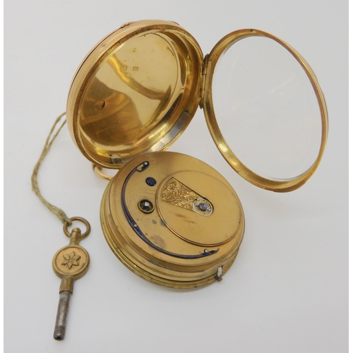 654 - AN 18CT GOLD OPEN FACE POCKET WATCH