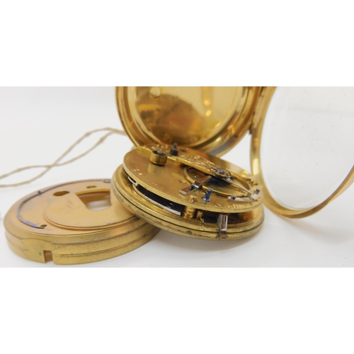 654 - AN 18CT GOLD OPEN FACE POCKET WATCH