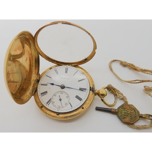 655 - AN 18CT GOLD FULL HUNTER POCKET WATCH