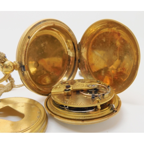 655 - AN 18CT GOLD FULL HUNTER POCKET WATCH