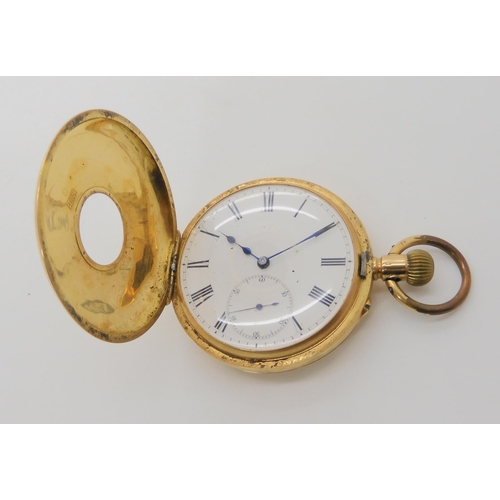 656 - AN 18K GOLD HALF HUNTER POCKET WATCH