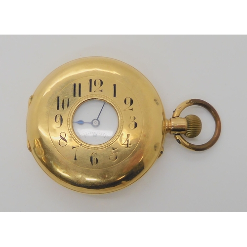 656 - AN 18K GOLD HALF HUNTER POCKET WATCH