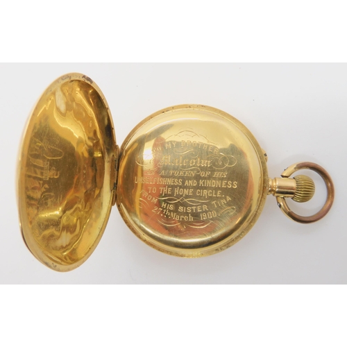 656 - AN 18K GOLD HALF HUNTER POCKET WATCH