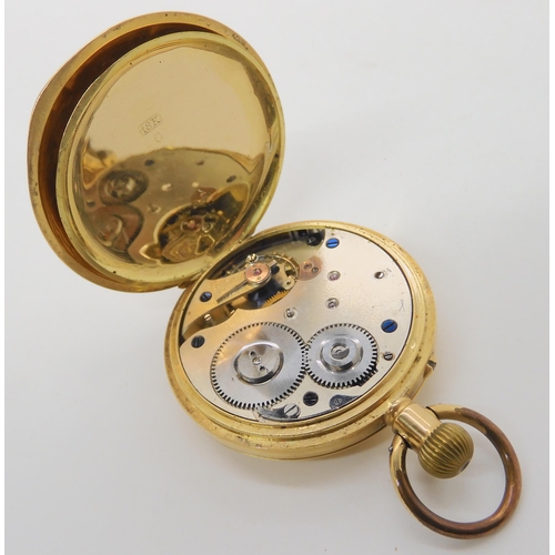 656 - AN 18K GOLD HALF HUNTER POCKET WATCH