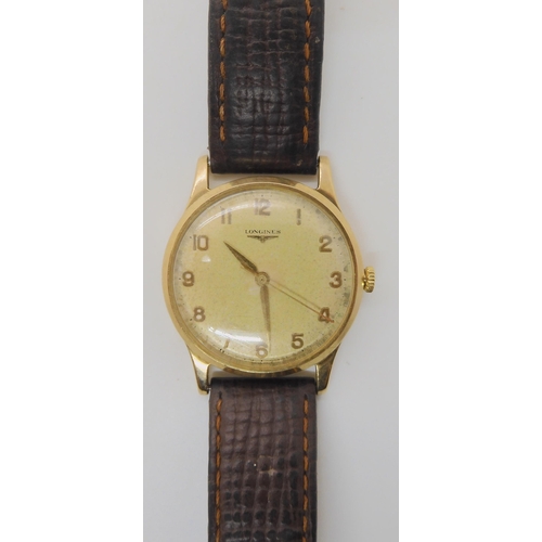 682 - A 9CT GOLD GENTS LONGINES WRISTWATCH