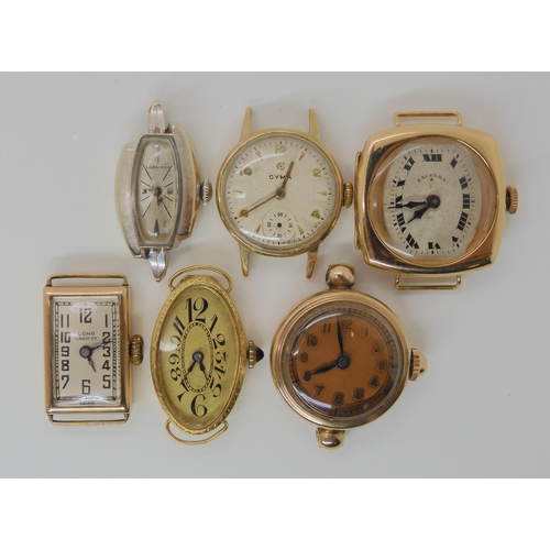 684 - A COLLECTION OF SIX GOLD CASED VINTAGE LADIES WATCH HEADS