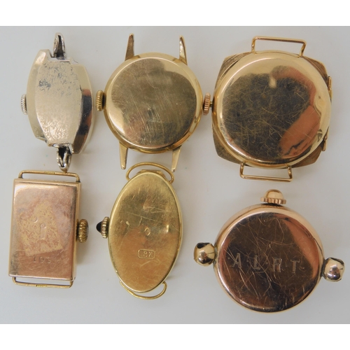 684 - A COLLECTION OF SIX GOLD CASED VINTAGE LADIES WATCH HEADS