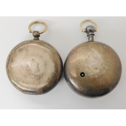 685 - TWO SILVER CASED POCKET WATCHES