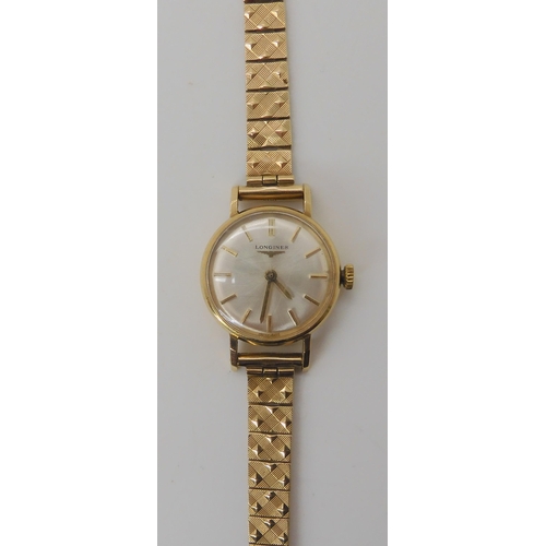 688 - A 9CT GOLD LADIES LONGINES WATCH