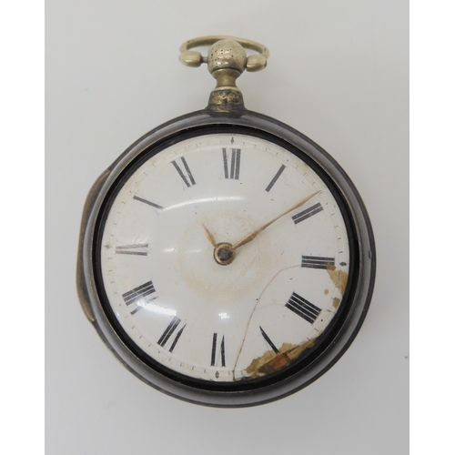 689 - A SILVER PAIR CASED POCKET WATCH